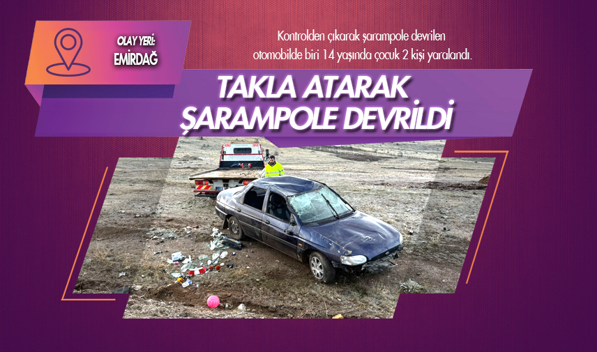 Şarampole devrilen otomobilde 2 kişi yaralandı